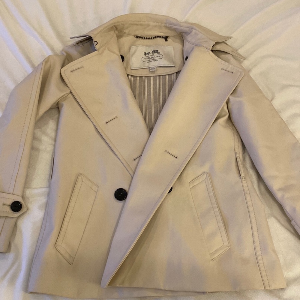 Coach hip length trench coat